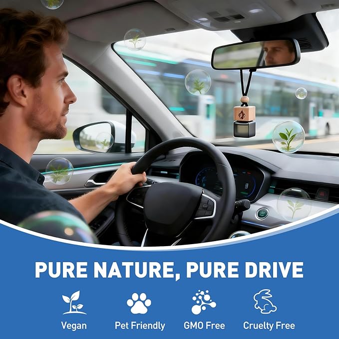 Car Air Freshener Hanging 2 Pack, Cool Ice Fragrance Essential Oil Diffuser for Cars, Long Lasting Car Scent Air Fresheners Car Accessories for Men