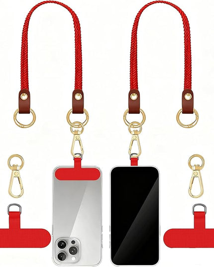 Stretchy Phone Lanyard Tether, 2 Pack Phone Leash Anti-theft Phone Strap for Anti-drop Outdoor Hiking Cycling Climbing Universal for Most Cell Phones, Red