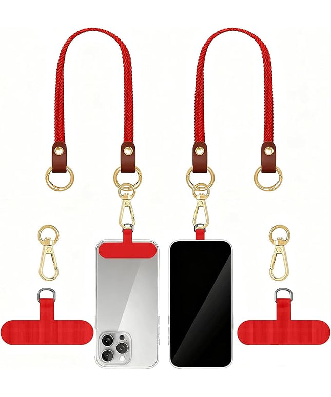 Stretchy Phone Lanyard Tether, 2 Pack Phone Leash Anti-theft Phone Strap for Anti-drop Outdoor Hiking Cycling Climbing Universal for Most Cell Phones, Red