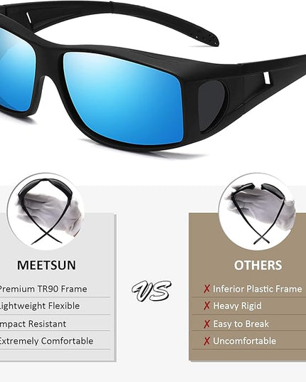 MEETSUN Fit Over Glasses Sunglasses for Men Women,Wrap Around Sunglasses Polarized UV400 Protection