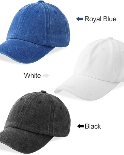 MEINICY 3 Packs Washed-Cotton Plain Baseball Cap, Vintage Adjustable Dad Hats Gift for Men/Women,Unstructured