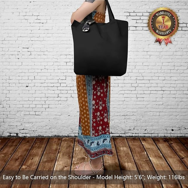 TOPDesign 3-Pack Super Strong Large 12oz Cotton Canvas Tote Bags, Reusable Grocery Shopping Cloth Bags, Fashionable Two-Tone Totes for Crafts, DIY Your Creative Designs