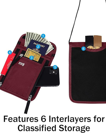Travel Pouch Neck Wallet Family Passport Holder Organizer Case with RFID Blocking | RFID Blocking
