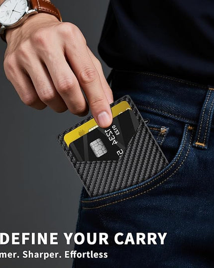 KISUEDZP Wallet for Men Slim RFID Blocking -Metal Smart Pop-Up Credit Card Holder with 2 ID Windows, Holds 8-10 Cards,Bifold Minimalist Front Pocket Wallet & Money Clip,Men's accessories(Carbon)