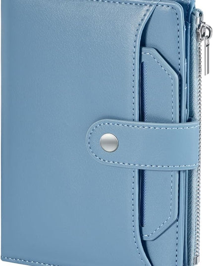 Dadanism RFID Passport Holder for Travel, Pu Leather Passport Wallet Cover with Card Holders, SIM Slots, Zippered Coin Pocket and Cash Slot, Slim Compact Travel Wallet for Women, Blue