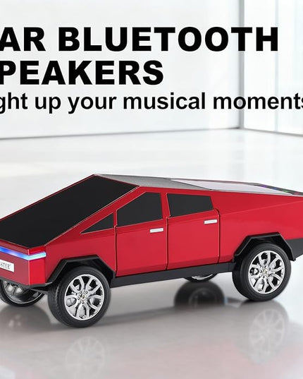 Futuristic Pickup Truck Bluetooth Speaker with LED Display Screen – TWS Stereo, FM Radio, USB/TF Playback, LED Headlights, Built-in Mic, Gift for Truck Fans, Auto Style Lovers&Tech Collectors (Red)