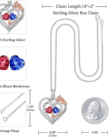 Iefil Christmas Gifts for Wife Women - 925 Sterling Silver Double Birthstone Necklace, Anniversary Birthday Gifts for Women, Jewelry Gift for Wife Girlfriend Mom Her