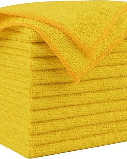 AIDEA Microfiber Cleaning Cloth, 10PK, Microfiber Towels for Cars, Premium All Purpose Car Cloths, Dusting Cloth Cleaning Rags, Absorbent Towels for SUVs, House, Kitchen, Window, 12"×12", Yellow