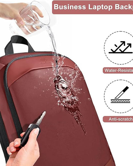 hk Business Backpack for Men 17 Inch,Slim & Expandable Waterproof Travel Laptop Backpack with USB Charger Port (Red)