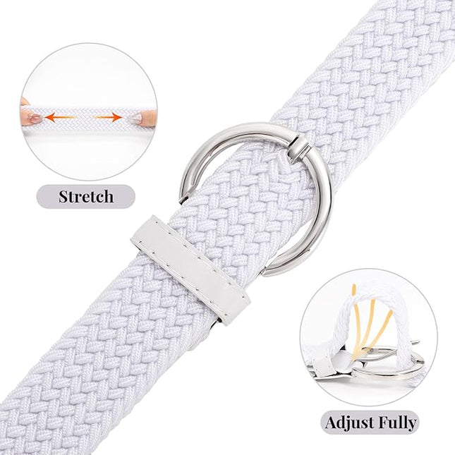 JASGOOD Women Men Braided Woven Elastic Stretch Belt Golf Canvas Casual Belt for Jeans Pants