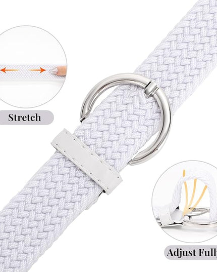 JASGOOD Women Men Braided Woven Elastic Stretch Belt Golf Canvas Casual Belt for Jeans Pants