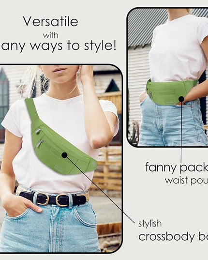 MAXTOP Large Crossbody Fanny Pack with 4-Zipper Pockets,Gifts for Enjoy Sports Festival Workout Traveling Running Casual Hands-Free Wallets Waist Pack Phone Bag Carrying All Phones