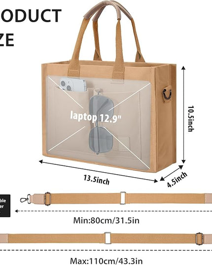 Canvas Tote Bag for Women Crossbody Work Purse with Pockets Top Handle Handbag Satchel Bags for Travel Nurse Teacher