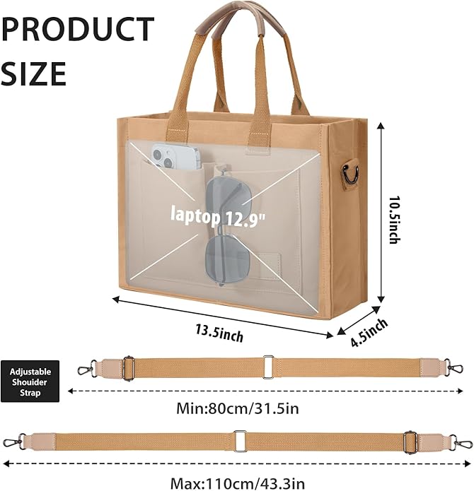 Canvas Tote Bag for Women Crossbody Work Purse with Pockets Top Handle Handbag Satchel Bags for Travel Nurse Teacher