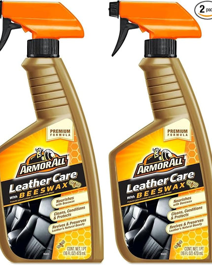 Armor All Car Leather Cleaner Spray, Beeswax Leather Care Spray for Cars, Trucks, Motorcycles, 16 Oz Each (Pack of 2)