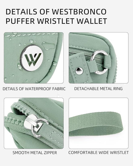 WESTBRONCO Wristlet Wallets for Women Nylon Quilted RFID Wallet with 3 Zipper Purse for Travel