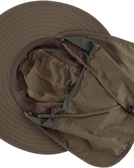 Home Prefer UPF 50+ Mens Wide Brim Fishing Hat with Neck Flap Sun Hat for Men Women Sun Protection Cap