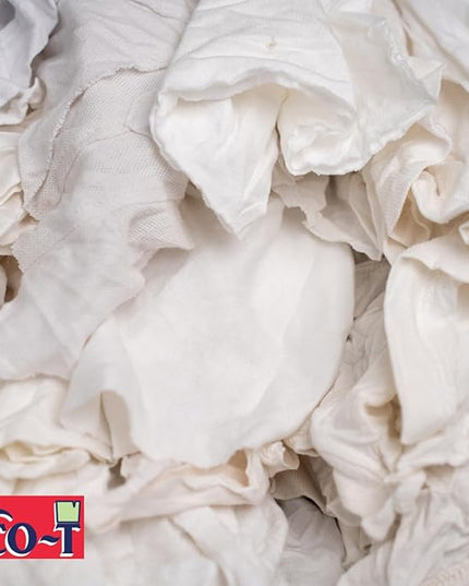 1 Lb Bag Eco-T Paint Rags - White T-Shirt Material, 100% Recycled, Eco-Friendly, High Absorbency, Low Lint, Low-Cost, Painting and Cleaning Cloth