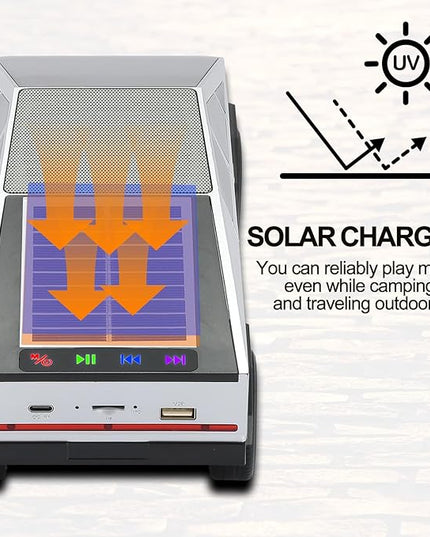 Solar-Powered car-Shaped Bluetooth Speaker, Portable Wireless Stereo, high-Definition Sound Quality, TWS Dual-Ear Pairing, Truck-Shaped Speaker, Suitable for Home, Office and Gift (Silver)