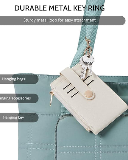 POIUGOYA Slim Wallet for Women,RFID Blocking Bifold Credit Card Holder with Zipper Coin Pocket,ID Window,Keychain