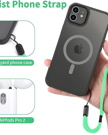 CACOE Phone Lanyard 2 Pcs-1 Pcs Adjustable Neck Strap, 1 Pcs Wrist Strap, 2 Pads, Universal Crossbody Multifuctional Cell Phone Lanyards Compatible with Most Smartphones(Light Green)