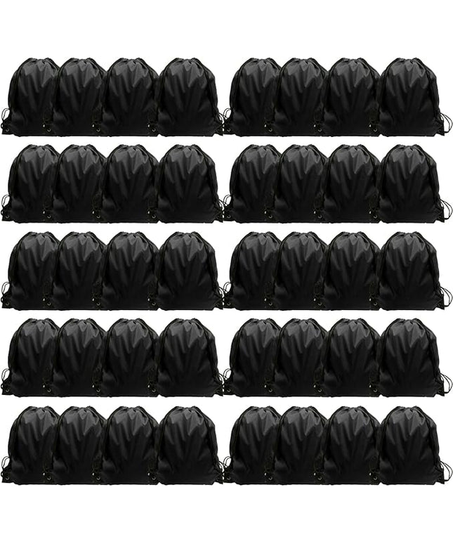 GoodtoU Drawstring Backpack Bulk, 40 Pcs Draw String Bags Cinch Bag Drawstring Gym Bag Sackpack bags for Women Men, Black