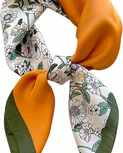 kcctoo 27.5" Mulberry Silk Feeling Head Scarf Women's Fashion Square Neck Satin Scarfs for Bag Hair Scarves Gift
