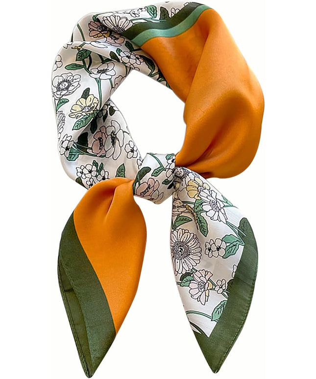 kcctoo 27.5" Mulberry Silk Feeling Head Scarf Women's Fashion Square Neck Satin Scarfs for Bag Hair Scarves Gift
