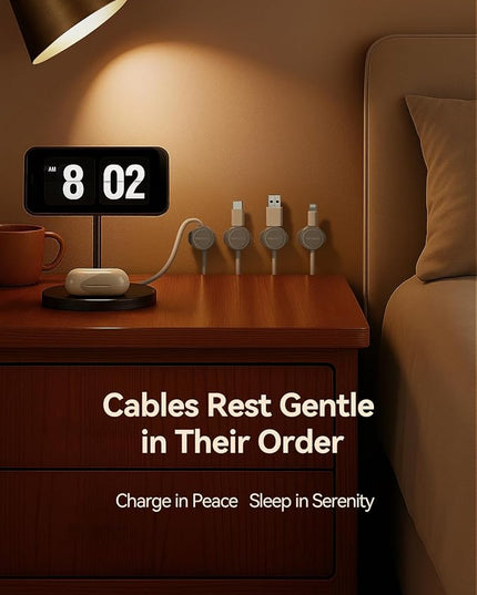 8-Pack Cord Organizer Magnetic Cable Clips, Desk Cable Management Wire Hider, FLYLEAD Silicone Cord Holder for Nightstand, Cable Organizer for Office Workspaces Desktop Organization Home Accessories