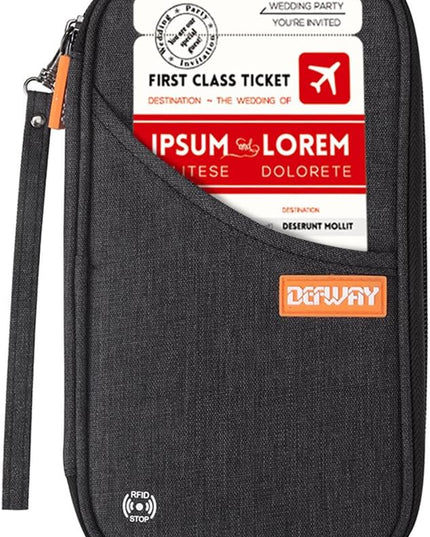 defway Passport Holder Travel Wallet - Family Passport Holder of 4, RFID Blocking Passport Wallet for Men Women, Travel Essentials for Flying, BLACK