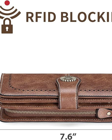 SENDEFN Wallets for Women Leather Credit Card Holder with RFID Blocking Large Capacity Wristlet | with RFID Blocking, Large Capacity, Wristlet, with RFID Blocking, Large Capacity, Wristlet