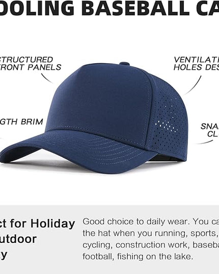 BOTVELA Men Adjustable Snapback Baseball Cap Vented Performance Laser Cut Mesh Hat