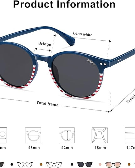 SOJOS Small Round Classic Polarized Sunglasses for Women Men Vintage Style UV400 Lens MAY SJ2113