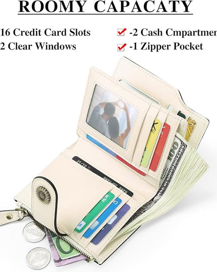 FALAN MULE Small Wallet for Women Leather Bifold Compact Small Womens Wallet with RFID Blocking