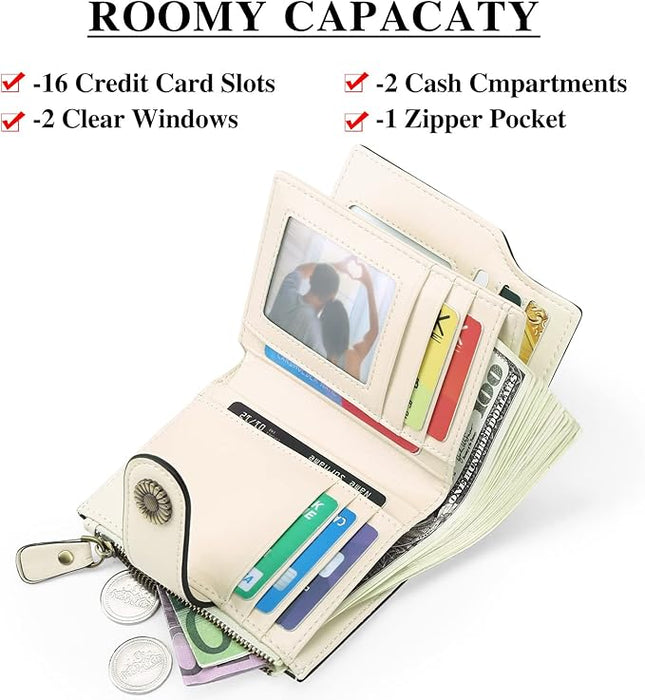 FALAN MULE Small Wallet for Women Leather Bifold Compact Small Womens Wallet with RFID Blocking