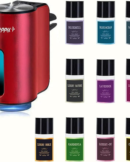 Car Air Freshener Diffuser,Smart Car Aroma Diffuser Air Freshener Spray Automatic with 10PCS Cologne Aromatherapy Oil (red)