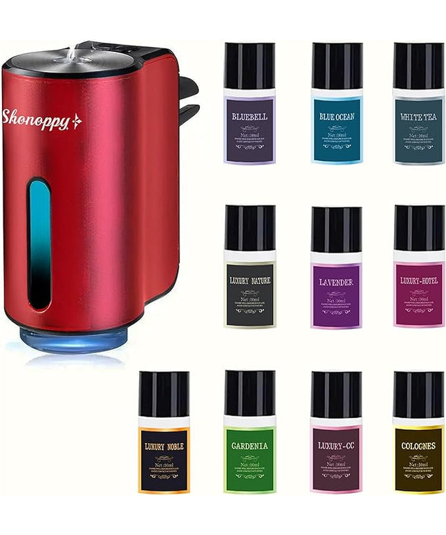 Car Air Freshener Diffuser,Smart Car Aroma Diffuser Air Freshener Spray Automatic with 10PCS Cologne Aromatherapy Oil (red)