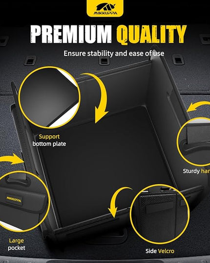 MIKKUPPA Car Trunk Organizer - Split Design Collapsible Small Trunk Organizer for Groceries, Car Storage Organizers for SUV Auto Truck Van with Non Slip Bottom (Black, 2Pack)