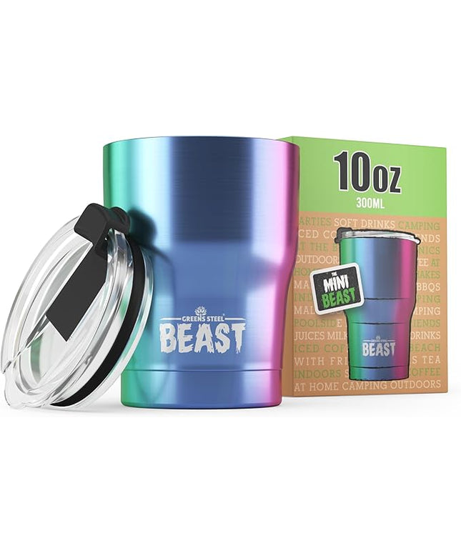 Beast 10 oz Tumbler Stainless Steel Vacuum Insulated Coffee Ice Cup Double Wall Travel Flask (Rainbow)