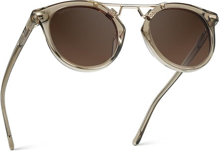 WearMe Pro - Women's Polarized, Round Retro, Double-Bridge Vintage Sunglasses
