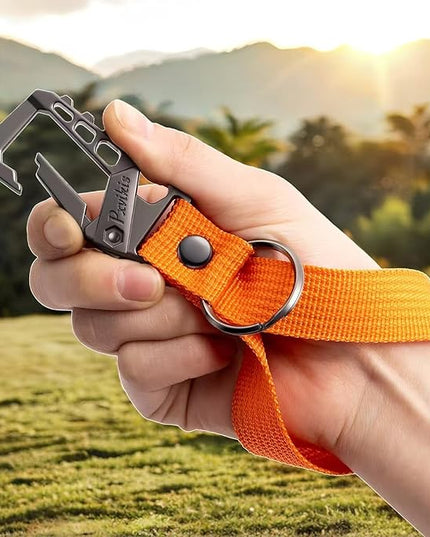 Metal heavy duty key chain carabiner clip bottle opener wrist lanyard ring car key fob unisex for men and women