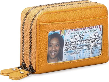 GOIACII Small Genuine Leather Wallet for Women, RFID Blocking Credit Card Holder Wallet