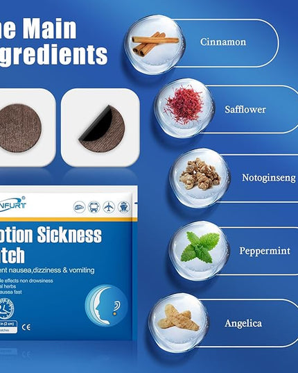 16ct Motion Sickness Patches – Sea Sickness Patches for Cruise, Car, Airplane, and Other Travel – Non-Drowsy, Effective, Lasts 72 Hours