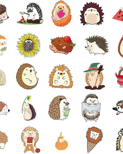 Cute Hedgehog Vinyl Stickers, 50 PCS Waterproof Animal Decals for Laptops, Scrapbooking, Notebooks, Water Bottles, Suitcases, Phones & DIY Decor