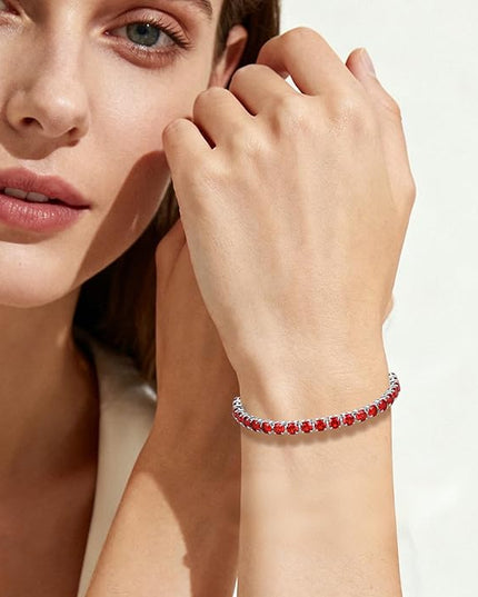SUNFEEL Birthstone Bracelet Jewelry for Women Sterling Silver with Gold Plated Tennis Bracelet Classic Bolo Adjustable Chain Anniversary Birthday Gifts for Women Mom Wife Her