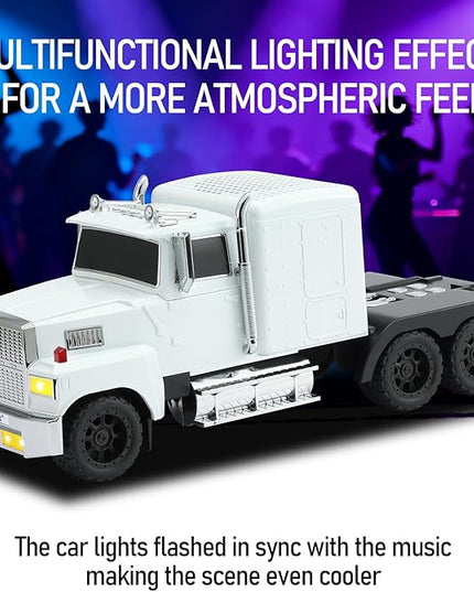American Truck Bluetooth Speaker with HD Sound, TWS Pairing, LED Party Light, Operation Panel, Built-in Mic, Portable Car Model Speaker for Parties, Beach, Outdoor Activities (White)
