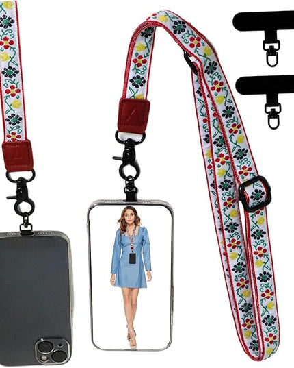 Adjustable Lanyard for Phone, Camera, Name Tags, ID card, Keychain and Wristlet Straps with 2 phone pads(Black)