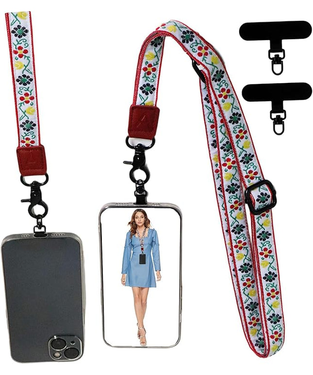 Adjustable Lanyard for Phone, Camera, Name Tags, ID card, Keychain and Wristlet Straps with 2 phone pads(Black)