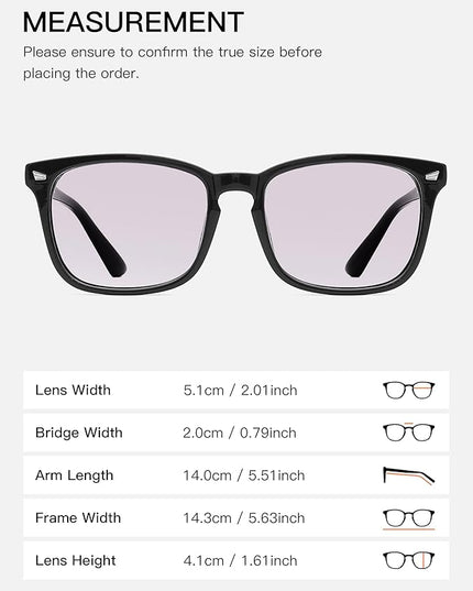 TIJN Blue Light Blocking Glasses for Women Men Clear Frame Square Nerd Eyeglasses Anti Blue Ray Computer Screen Glasses
