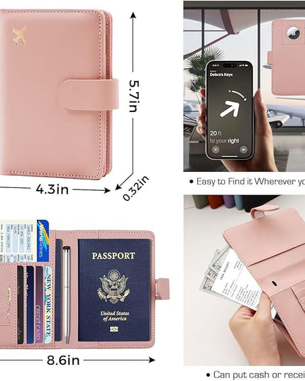 Melsbrinna Premium Leather Passport Holder Covers Case, Waterproof Rfid Blocking Travel Wallet Passport Holder with Pen Holder, Cute Passport Book for Women/Men
